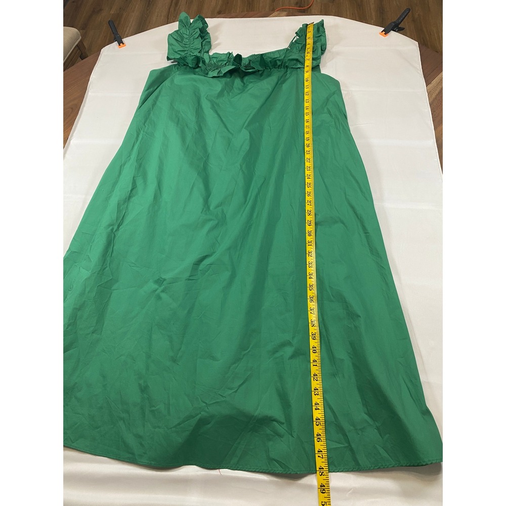 Hyacinth House Tuckernuck Green Ruffle Neck Midi Dress Womens XL Poplin - Picture 8 of 10